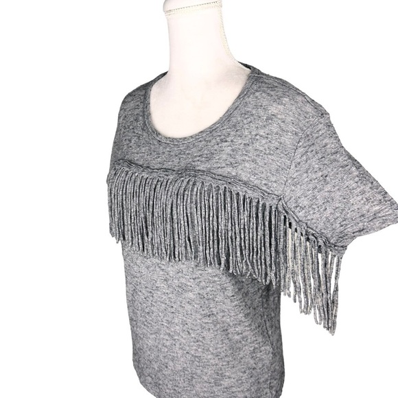 Zadig & Voltaire Satcha Fringes Western gray short-sleeve top t-shirt wool small - Picture 15 of 16